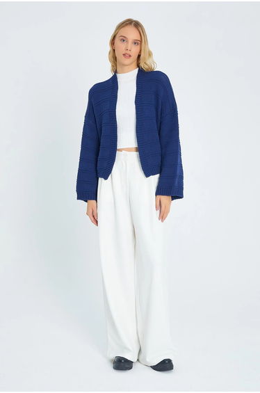 Mixray V-Neck Ribbed Knit Cardigan