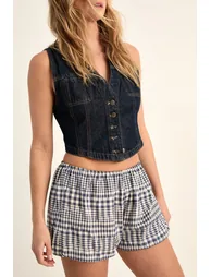 Check Cotton Puffball Shorts - 3