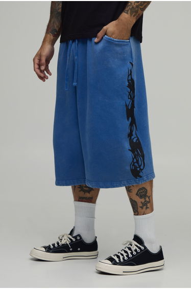 Gothic Washed Jersey Bermuda Jort - blue