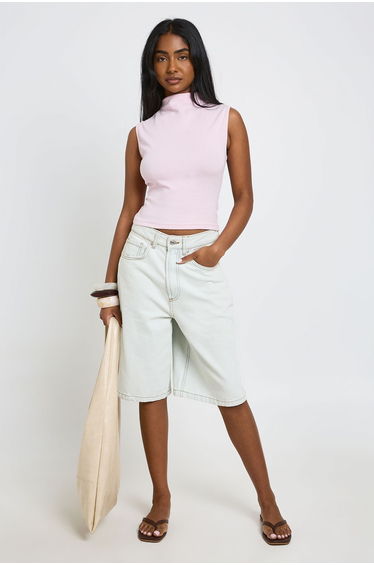 High Neck Sleeveless Top - baby pink