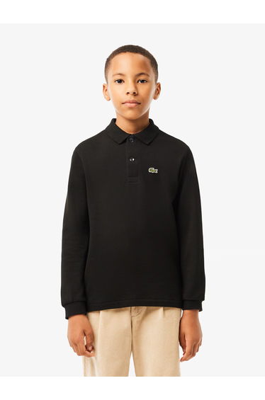 Lacoste Boys Long Sleeve Pique Polo Shirt in Black