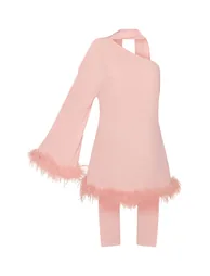 فستان بريتي ليتل ثينق شيفون زهري قصير على شكل حرف A بكتف واحد - 4