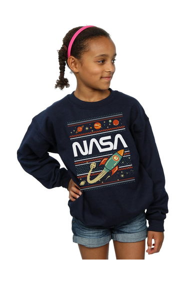 NASA Girls Fair Isle Sweatshirt - Navy Blue