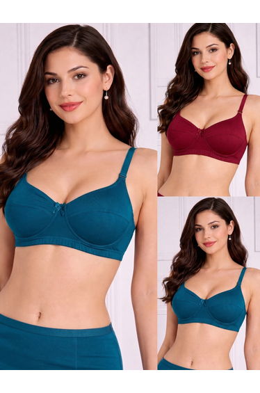 Pack of 2 - Pure Cotton Non-Wired Non Padded T-Shirt Bra