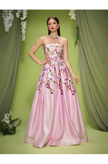 Leely Elegant Strapless Sleeveless Evening Gown