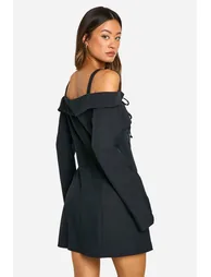 Tall Bardot Cut Out Tailored Mini Dress - 2