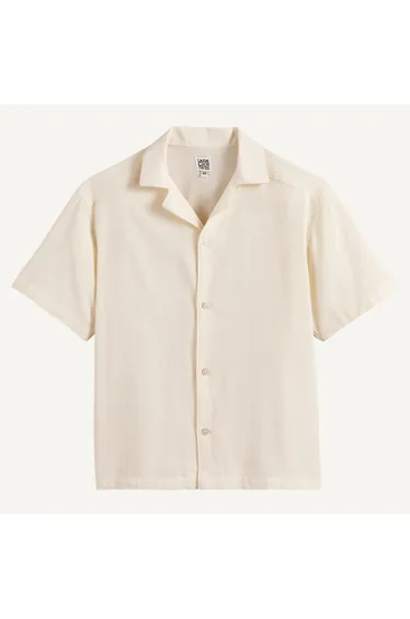 Cotton/Linen Shirt with Short Sleeves