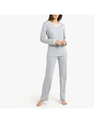 Long Sleeve Pyjamas with Lace Details - 1