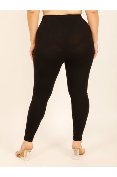Women Black Solid Cotton Leggings
