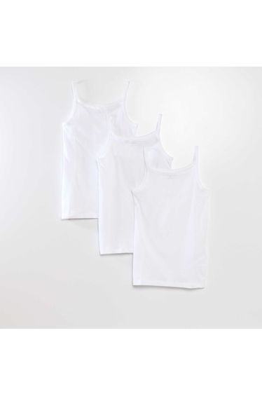 Pack of 3 cotton vest tops WHITE