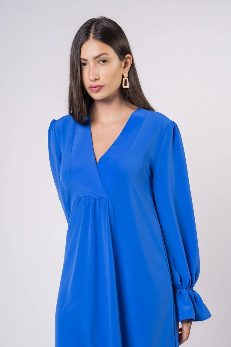 Ruffle Hem Long Sleeve Dress - 1