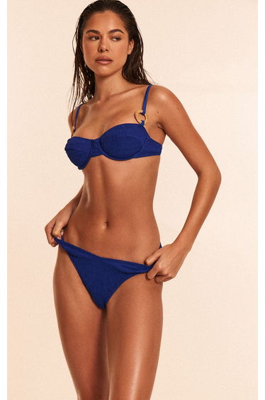 Cobalt Textured Tanga Bikini Bottom