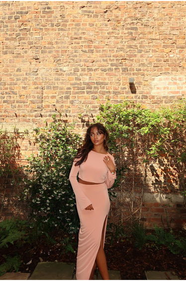 Soft-Terracotta Round-Neck Crop-Top