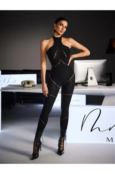 Festus Halterneck Cutout Bodycon Jumpsuit