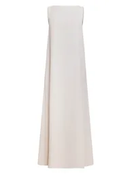 Cream Textured Boat Neck Sleeveless Maxi Dress - 4