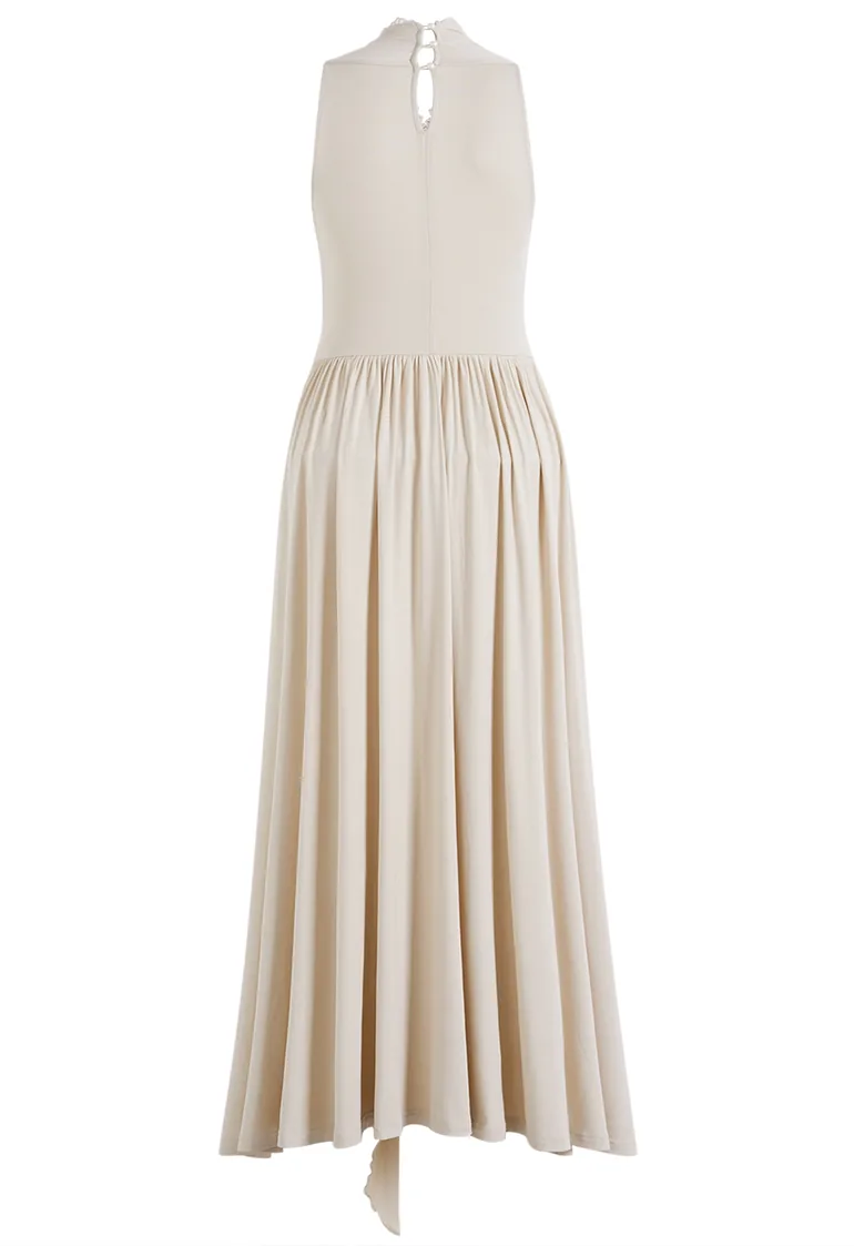 oatmeal bridesmaid dresses Terra Cut Out Maxi Dress-Light Oatmeal L