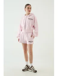 DSGN Studio Applique Boxy Crop Zip Through Hoodie - light pink