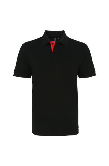 Asquith & Fox Mens Classic Fit Contrast Polo Shirt - Black/Red