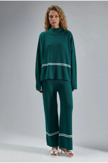 MY FASHION Striped Ribbed Knitwear Co-ord Set