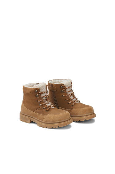 Kids Ankle Boots with Faux Fur Lining, Zips and Laces