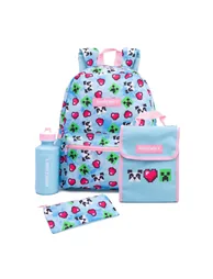 Minecraft Pixel Backpack Set - Blue/Pink