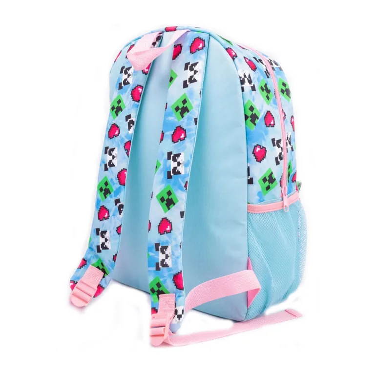 Minecraft Pixel Backpack Set - Blue/Pink - 1