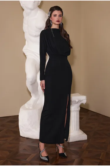 Sidonie High Split Long Sleeve Midi Dress