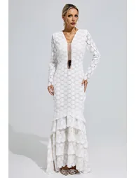 Berthe White Lace Mermaid Dress