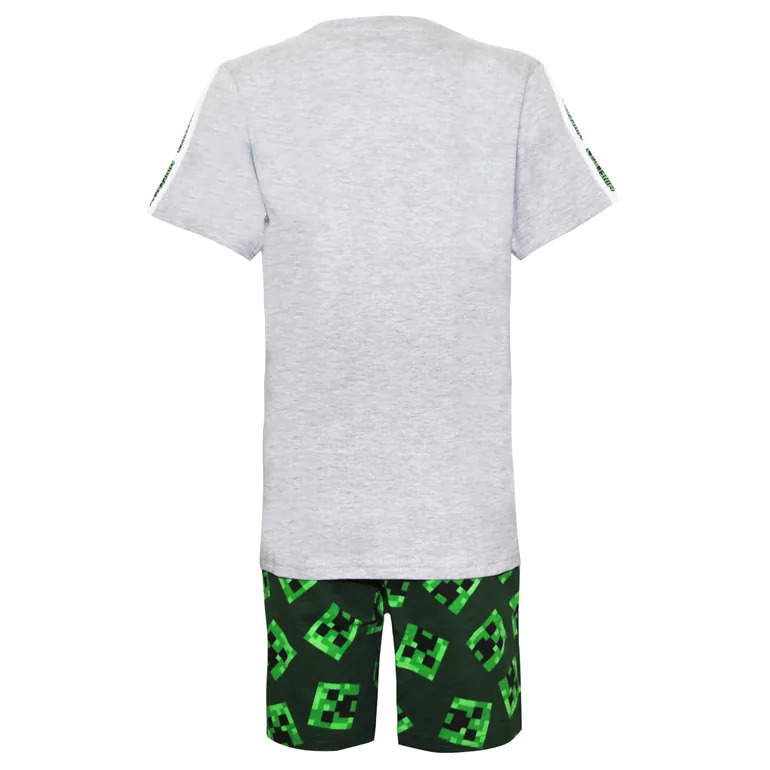 Minecraft Boys Short Pyjama Set - Heather Grey/Green/Black - 1