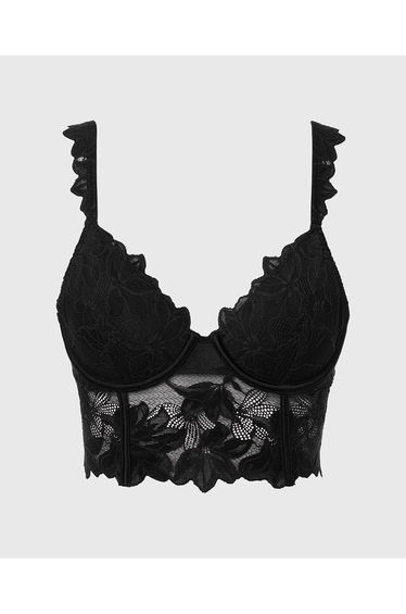 Demi Cup Bustier in Tuxedo Black