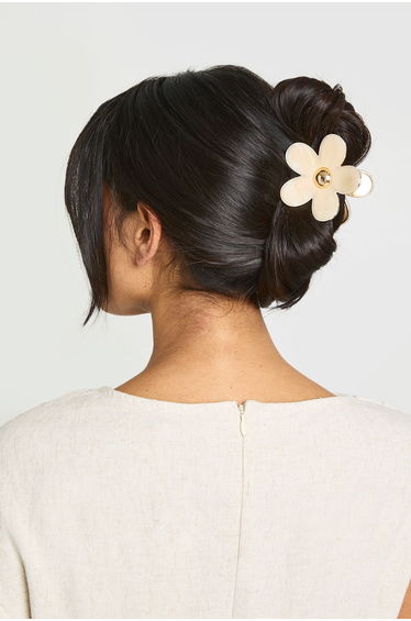 Marble Flower Hair Clip - gold