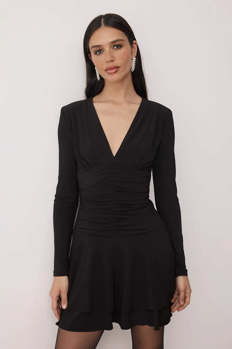 Black knitted super mini dress with shorts lining - chic/night dress - 1