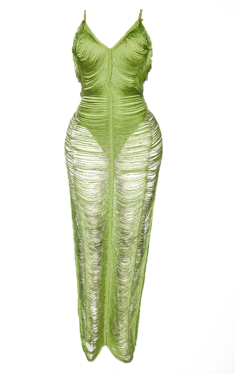 strapless open back dress Lavinia Backless Fringe Mini Dress | Jaded London main image 0