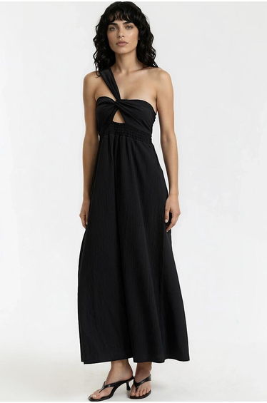 Asymmetric Strapless Maxi Dress