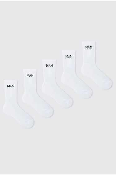 5 Pack Man Dash Sport Socks - white
