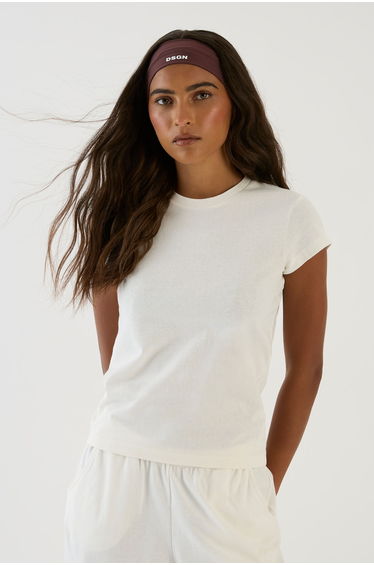 DSGN Studio Textured Crew Neck Short Sleeve Top - cream