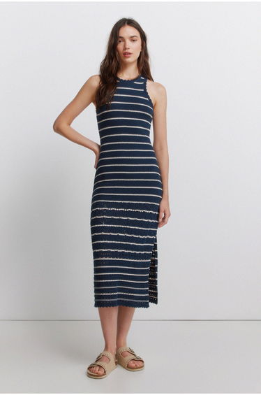 Striped pointelle dress