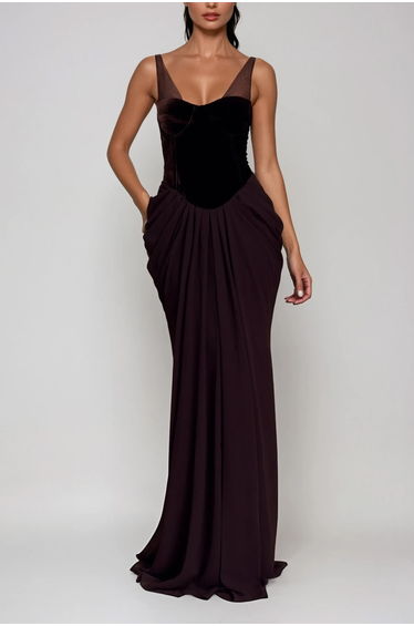 Boyan Mesh Ruch Maxi Dress