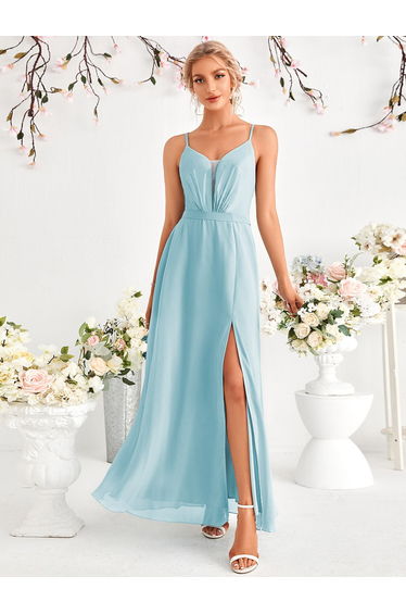 Leely Elegant Spaghetti Straps Sleeveless Bridesmaid gowns