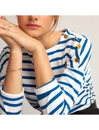 Cotton Breton Striped T-Shirt with Crew-Neck - 1