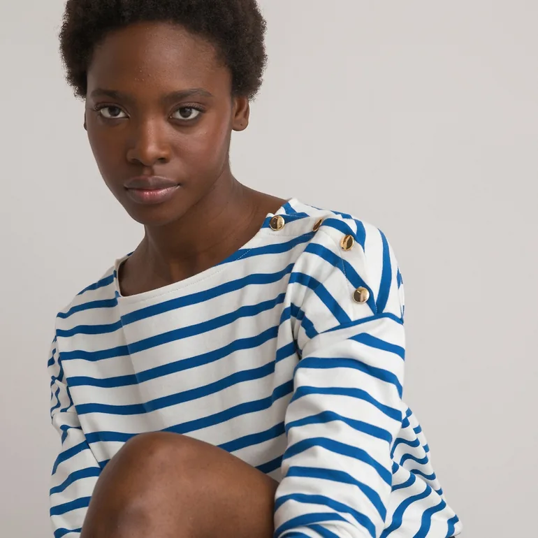 Cotton Breton Striped T-Shirt with Crew-Neck - 6