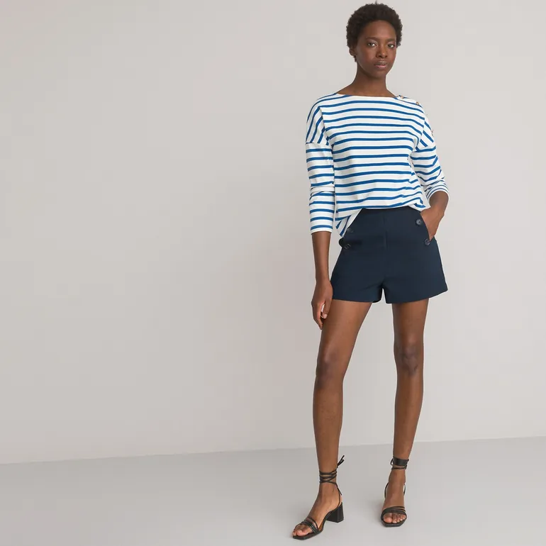 Cotton Breton Striped T-Shirt with Crew-Neck - 7