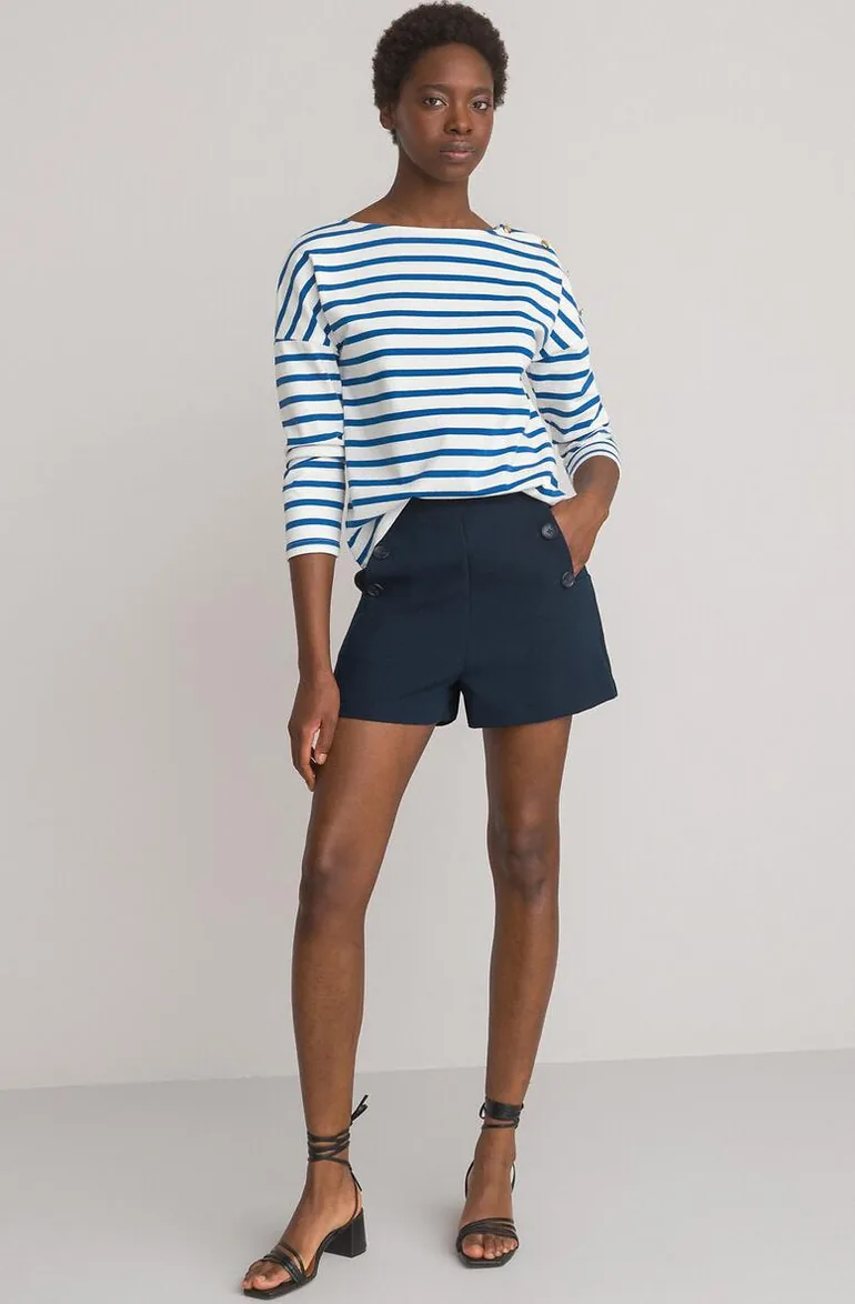 Cotton Breton Striped T-Shirt with Crew-Neck - 13