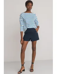 Cotton Breton Striped T-Shirt with Crew-Neck - 13