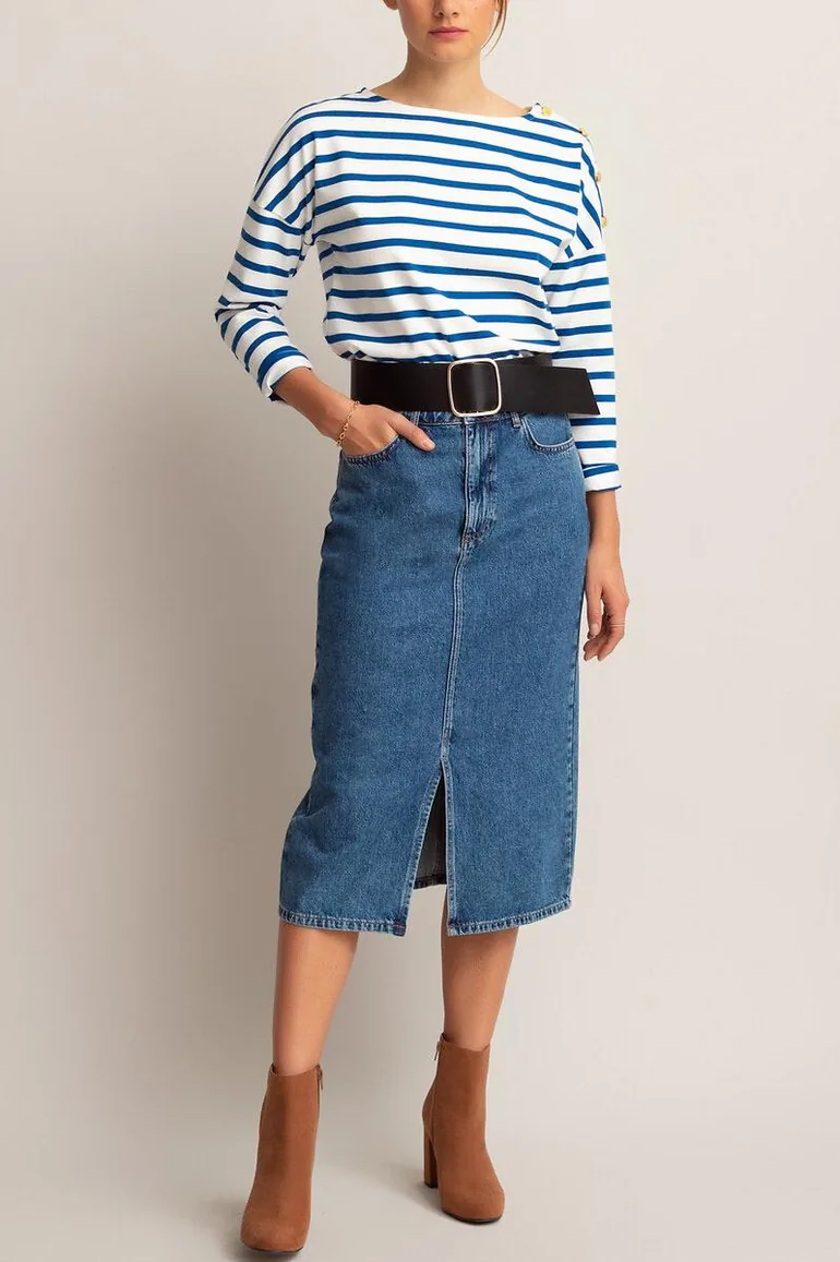 Cotton Breton Striped T-Shirt with Crew-Neck - 12