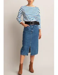 Cotton Breton Striped T-Shirt with Crew-Neck - 12