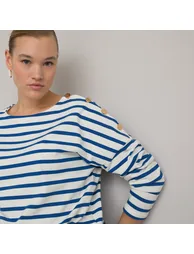 Cotton Breton Striped T-Shirt with Crew-Neck - 10