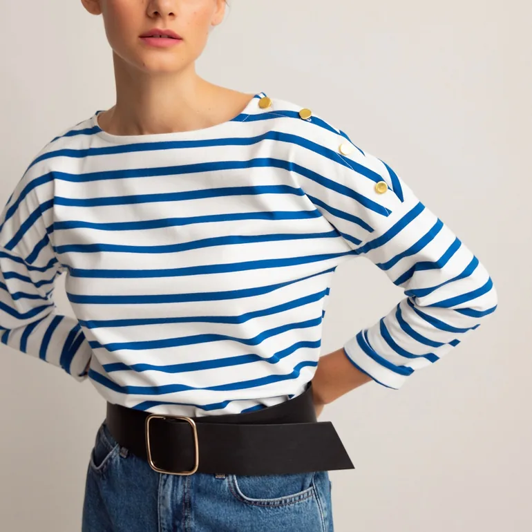 Cotton Breton Striped T-Shirt with Crew-Neck - 4