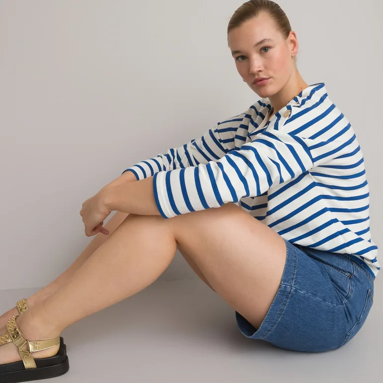 Cotton Breton Striped T-Shirt with Crew-Neck - 11
