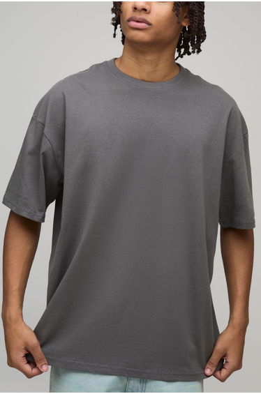 Oversized Paradise Floral Print T-Shirt - charcoal
